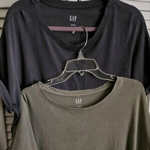 TWO Cropped Charcoal &  Olive Tees